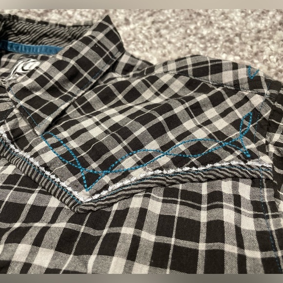Plaid White & Black Western Button Down - Picture 5 of 10